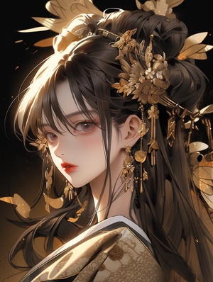 kpop idol doll art wallpaper, in the style of traditional chinese painting, gold and cyan,magical girl, oil portraitures, softly luminous,li-core, ue5 ar 160:213 niji 5 styleexpressives 50