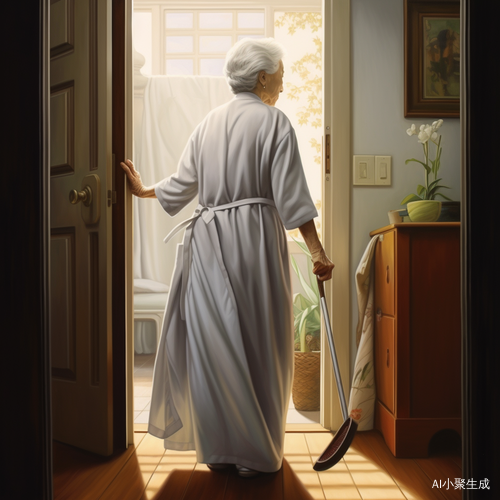 老奶奶背影敲门