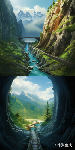 群山峻岭与高铁隧道交织的美丽风景线