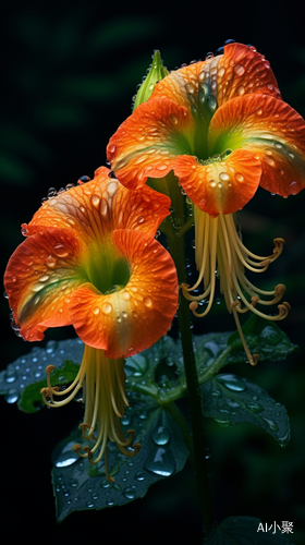 Colorful Glowing Trumpet Flower: A Realistic High-Definition Delight