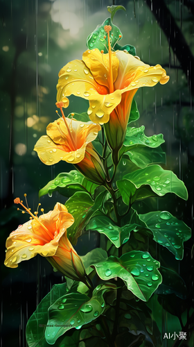 Colorful Glowing Trumpet Flower: A Realistic High-Definition Delight