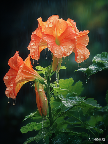 Colorful Glowing Trumpet Flower: A Realistic High-Definition Delight