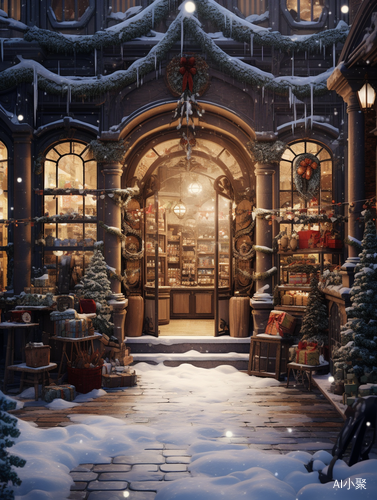 Anime Aesthetic: Santa Shop in Snowy Christmas