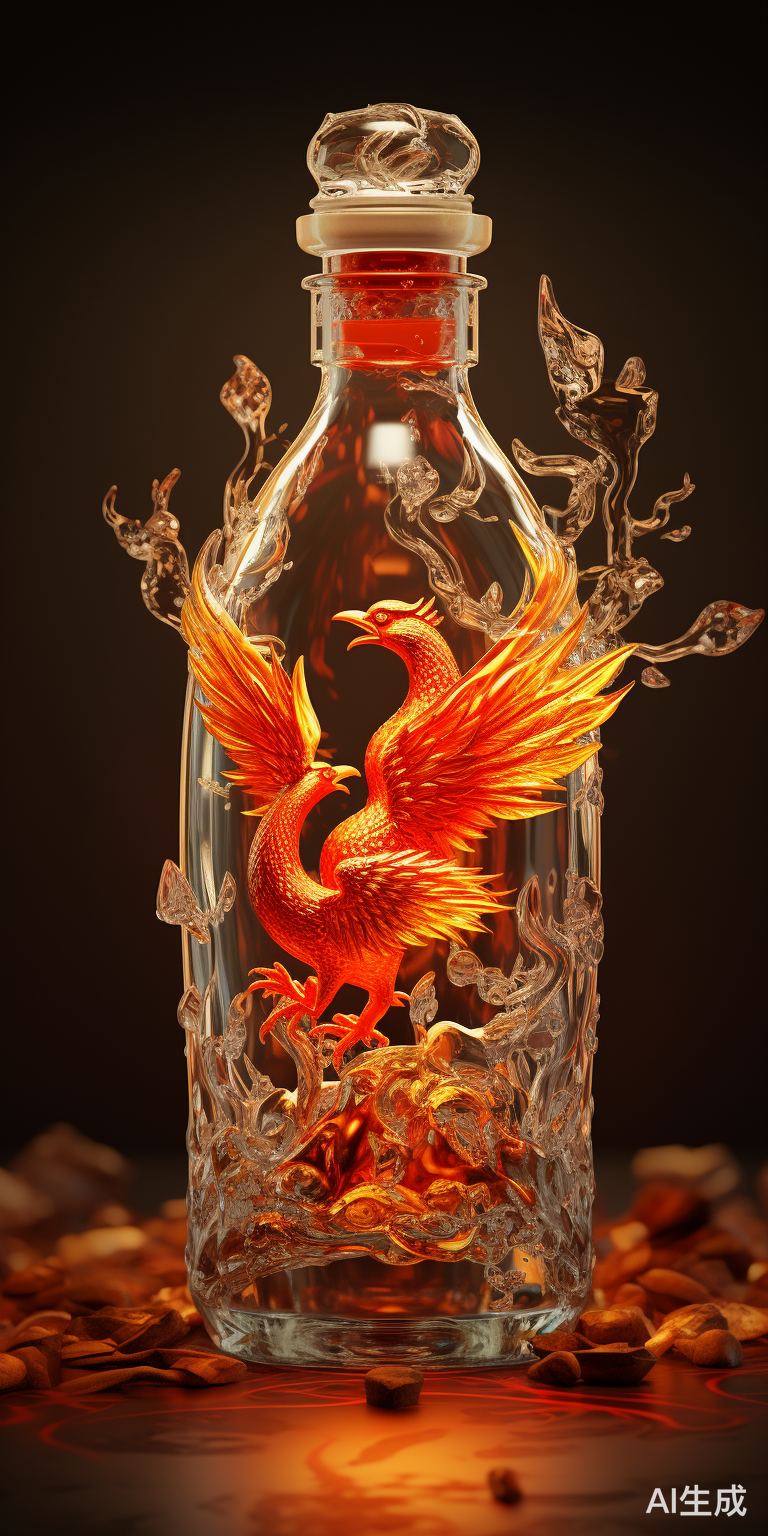 中国凤凰百鸟环绕立体酒瓶，超细节光线柔和