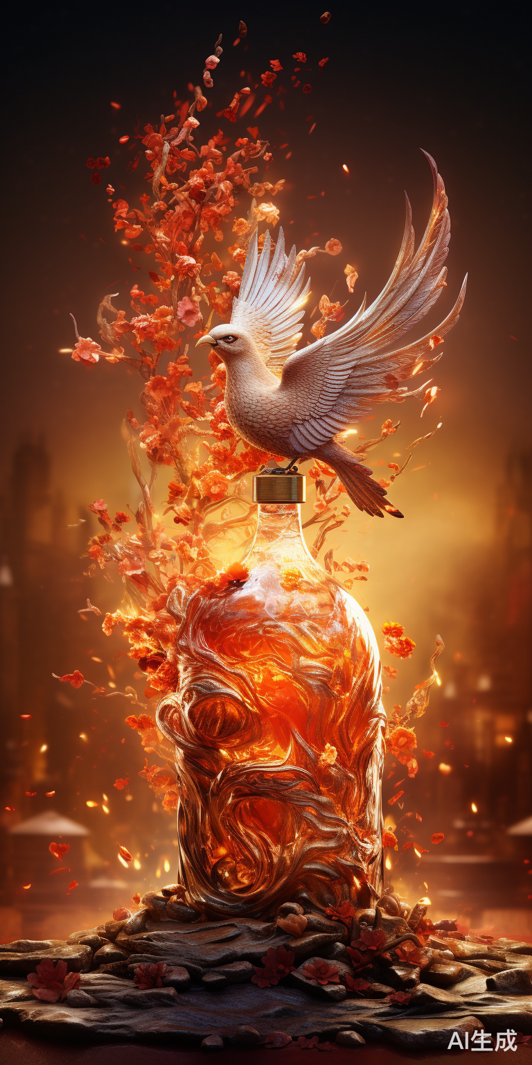 中国凤凰百鸟环绕立体酒瓶，超细节光线柔和