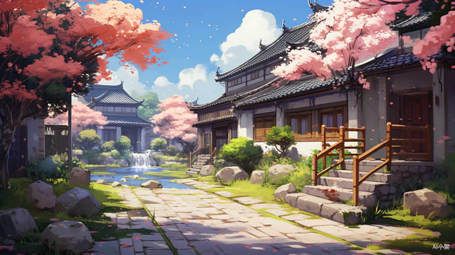 中国乡村的宁静花园街景