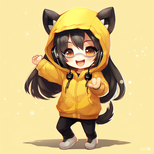 Virtual YouTuber with Black Hair and White Hoodie Dancing