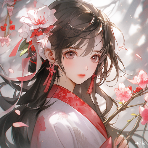 Beautiful Nightcore Anime Girl in White Kimono