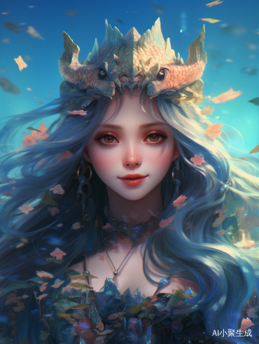 A Beautiful Mermaid in the Blue Sea