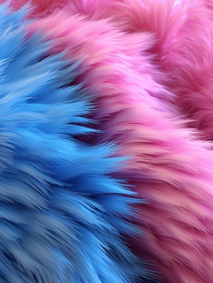 Pink and Blue Furry Fabric in Plush Material Style