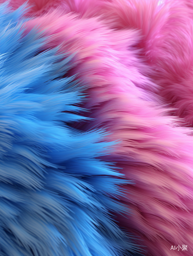 Pink and Blue Furry Fabric in Plush Material Style