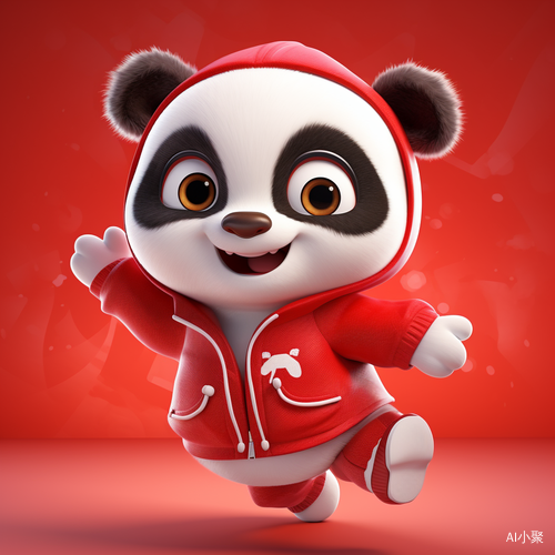 Super Cute Panda Jumping in 3D Rendered Background