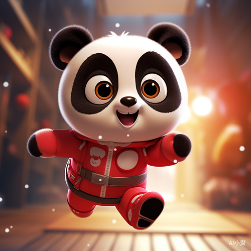 Super Cute Panda Jumping in 3D Rendered Background