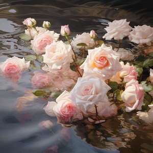 Water Scattered Roses: Photorealistic Site-specific Renderings