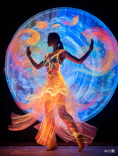 Colorful Light Display: A Stunning Dance by a Chinese Woman