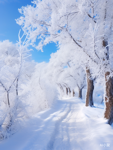 大雪远山，古道大树，恢宏壮丽的银装世界