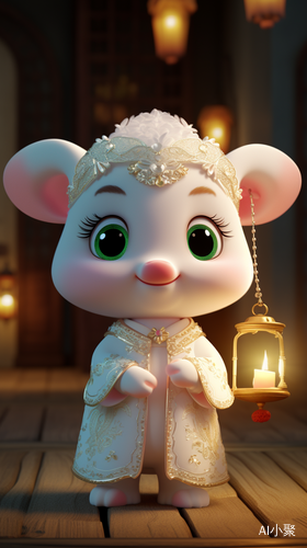 Super Cute White Calf in Tang Dynasty Costume: A Cinematic, Intricate Design