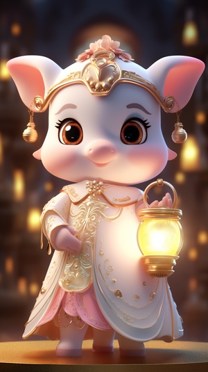 Super Cute White Calf in Tang Dynasty Costume: A Cinematic, Intricate Design