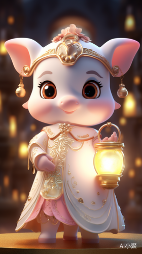 Super Cute White Calf in Tang Dynasty Costume: A Cinematic, Intricate Design