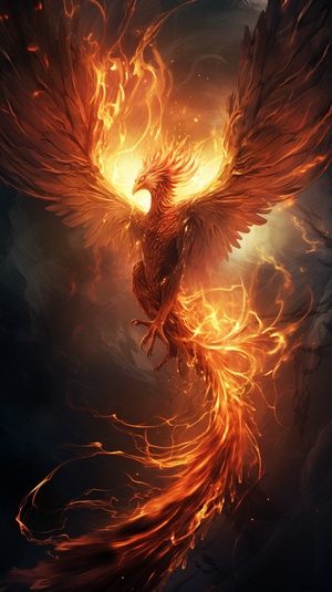 Majestic Phoenix: A Fiery Fantasy with Radiant and Detailed Concept Art