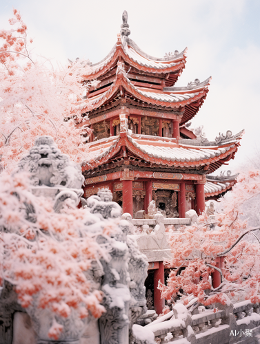 雪中赏牡丹：花海瑞雪中的宫廷盛景