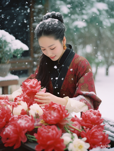 雪中赏牡丹：花海瑞雪中的宫廷盛景