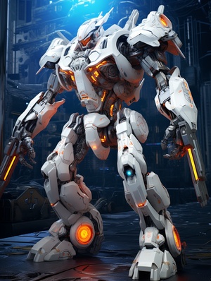 Technologically Advanced Futuristic Mecha with Powerful Attack and Maneuver Capabilities