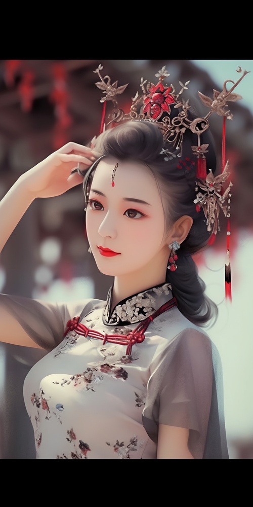 Ancient,beauty,,wedding,dress,,long,black,hair,,delicate,makeup,,exquisite,hair,accessories,,neck,ornaments,,ear,ornaments,,Fengguan,Xia,,wearing,luxurious,and,atmospheric,red,and,gold,pattern,Han,costume,,hazy,sense,,eyes,looking,at,the,camera,,surrounded,by,red,balloons,,emitting,atmosphere,around,the,body,light,,auditorium,background,,dreamlike,sense,,hazy,sense,,ancient,style,,perfect,composition,,fine,details,,movie,texture,,8k,,masterpiece,,quadratic,illustration.,s200,niji5