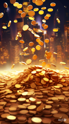 Blurry Cartoonish Background with Falling Gold Coins