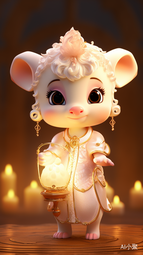 Super Cute White Calf in Tang Dynasty Costume