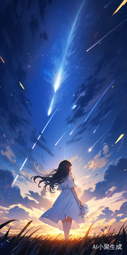 草原女孩：坠落星空的长发白裙