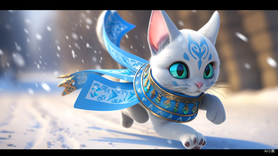 古埃及风格下的魔幻雪猫与金字塔