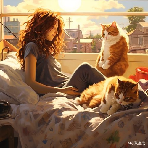 猫咪与女孩的阳光午后