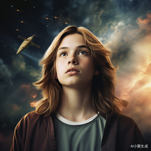 仰望天空的穿梭宇宙少年