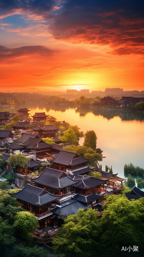 Jiangnan Water Town Sunset: Real Photography in Super High Definition