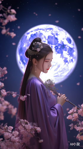 Mid-Autumn Festival: Woman in Purple Han Suit