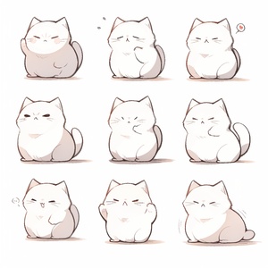 Multiple Poses and Expressions of a Cute Cat in Keith Harlem's Graffiti Style Art