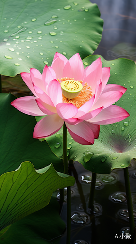 Eastern Zhou-style Pink Lotus with Water Drop