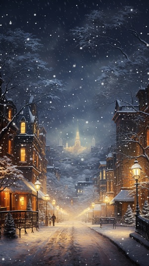 Beautiful Snowflakes Floating in Realistic 9:16 Snow Scenery