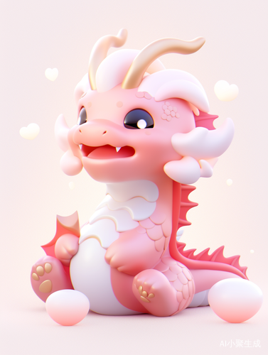 Chinese Dragon 3D Icon: Lovely Girl Style Clay Material