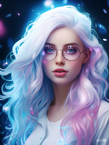 Long White Hair: A Realistic and Dreamy Portrait with Sparkling Colors