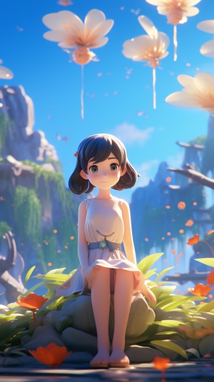 Summer Wonderland in 3D Cartoon Illustration