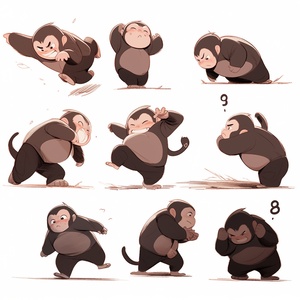 Nine,poses,and,expressions,happy,angled,sadcracking,cut,expected,disappointed,overspeechness,shy,a,so,cute,monkey,Super,Obesity,full,body,white,background,multiple,poses,and,expressions,KeithHarlem'sgraffiti,style,sharp,illustrations,boldlines,andsolid,colors,simple,details,Minimalism,line,artsticker,art,simple,lines,s,750