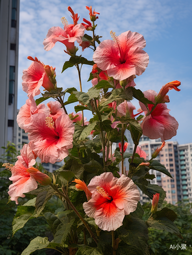 Hibiscus Flowers in a Colorful Park