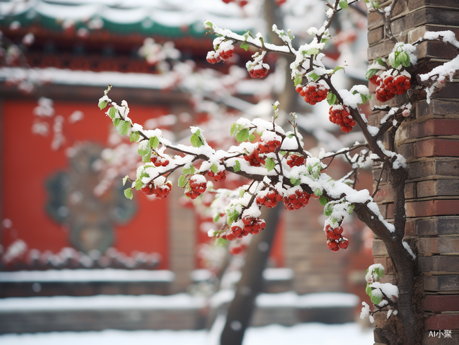 傲雪寒梅映红墙青砖碧瓦迎吉祥