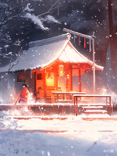 雪白小屋，冬日纯净仙境