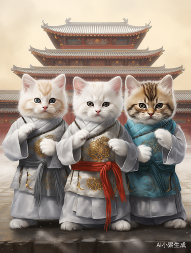 小猫在故宫前打跆拳道