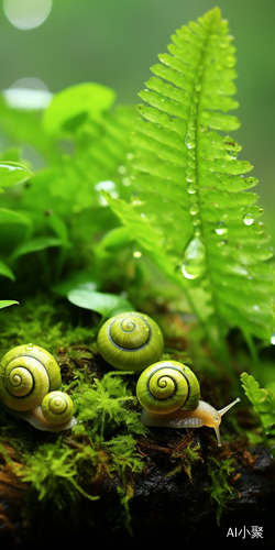 Yantai Green Plants Moss and Stones in Ultra-High Definition Jungle Green Background