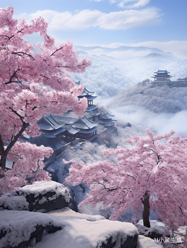 粉色腊月梅花与傲雪寒梅的瑰丽绽放