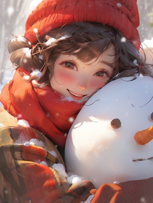 Semi-realistic Snow Man with a Warm Atmosphere